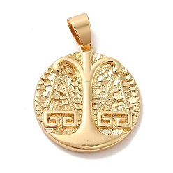 Libra Real 18K Gold Plated Zodiac Theme Brass Pendants, Libra, 22.5~23x20.5~21x2~3mm, Hole: 6x4mm