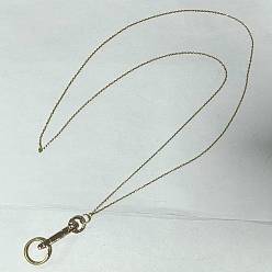 Oro 304 Cadena de cable de acero inoxidable con correa para el cuello, Con anilla y cierres giratorios de aleación., para la correa del cuello del cordón del titular de la tarjeta de identificación, dorado, 460 mm