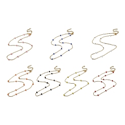 Mixed Color Vacuum Plating Golden 304 Stainless Steel with Enamel Satellite Chain Necklaces, Mixed Color, 16.54 inch(42cm).
