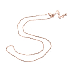 Real Rose Gold Plated Brass Ball Chain Necklaces, Long-Lasting Plated, Real Rose Gold Plated, 16.34 inch(41.5cm)