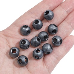 Gray Pearlized Acrylic European Beads, Large Hole Beads, 4-hole Round, Gray, 12x10mm, Hole: 4.5mm, 5pcs/bag