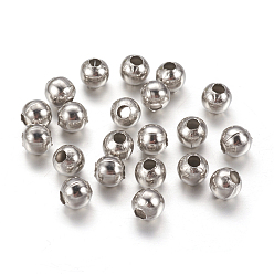 Stainless Steel Color 304 Stainless Steel Spacer Beads, Round, Stainless Steel Color, 4mm, Hole: 1~1.5mm