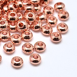 Розовое Золото Латунь плоские круглые шариков прокладки, розовое золото , 4x2 мм, отверстие : 1.6 мм