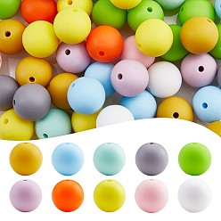 Mixed Color 100Pcs Silicone Beads 15mm Round Silicone Bead Bulk Colorful Silicone Bead Kit for Keychain Jewelry DIY Crafts Making, Mixed Color, 15mm, Hole: 2mm