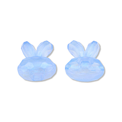 Bleu Bleuet Perles acryliques transparentes, avec de la poudre de paillettes, lapin, bleuet, 28.5x25x14.5mm, Trou: 3.5mm, environ99 pcs / 500 g