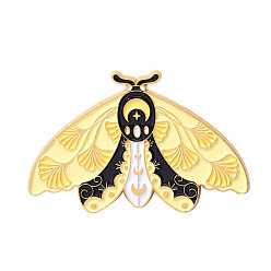 Champagne Yellow Butterfly with Flower Enamel Pin, Gold Plated Alloy Badge for Corsage Scarf Clothes, Champagne Yellow, 28x44mm