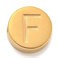 Letter F Ионное покрытие (ip) 304 шарики из нержавеющей стали, плоские круглые с буквы, золотые, Буква F, 8x3 мм, отверстие : 1.6 мм