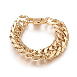 Golden 201 Stainless Steel Wheat Chain Bracelets, with Bayonet Clasps, Golden, 8-3/8 inch(21.4cm), 19mm