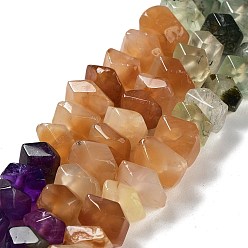 Mixed Stone Chakra Natural Mixed Gemstone Beads Strands, Natural Tiger Eye & Aquamarine & Prehnite & Botswana Agate & Amethyst & Citrine & Lapis Lazuli, Nuggets, Faceted, 6~8x10.5~14x8~9.5mm, Hole: 1.2mm, about 57~61pcs/strand, 15.16''~15.39''(38.5~39.1cm)