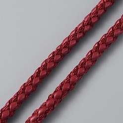 Rouge Foncé 10m cordons tressés en similicuir rond, rouge foncé, 5.5mm, environ 10.94 yards (10m)/rouleau