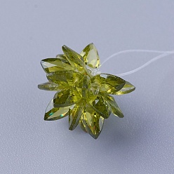 YellowGreen Glass Woven Beads, Flower/Sparkler, Made of Horse Eye Charms, Olive, 13mm