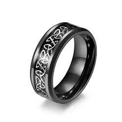 Black Titanium Steel Triquetra/Trinity Knot Finger Rings for Men Women, Black, Inner Diameter: 18.2mm