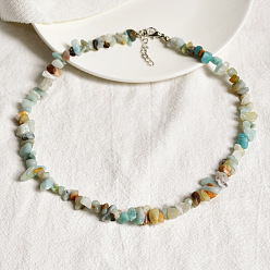 Amazonite Bohemian-style Multicolored Crystal Necklace for Women, Perfect for Summer Vacation and Retro Fashion