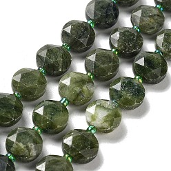Xiuyan Jade Natural Xinyi Jade/Chinese Southern Jade Beads Strands, with Seed Beads, Faceted Hexagonal Cut, Flat Round, 12~12.5x5~6mm, Hole: 1.2~1.4mm, about 27~29pcs/strand, 15.55~15.75 inck(39.5~40cm)