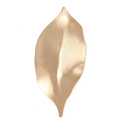 Real 18K Gold Plated Brass Big Pendants, Leaf Charm, Real 18K Gold Plated, 80.5x35x1mm, Hole: 1.4mm