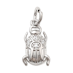 Платинированный Латунные микро проложить кубического циркония прелести, насекомые, долговечный, стойки покрытие, с целью перехода в кольце, Реальная платина, 13x7.5x2.5 мм, отверстие : 3.2 мм