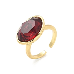 Темно-Красный Овальные латунные манжеты для женщин, со стеклом, долговечный, стойки покрытие, без свинца и без кадмия, золотые, темно-красный, внутренний диаметр: 17 мм