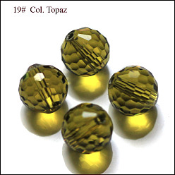 Olive Imitation Austrian Crystal Beads, Grade AAA, Faceted(96 Facets), Round, Olive, 8mm, Hole: 0.9~1mm