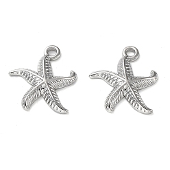 Stainless Steel Color 304 Stainless Steel Pendants, Starfish Charm, Stainless Steel Color, 16x14x2mm, Hole: 1.5mm