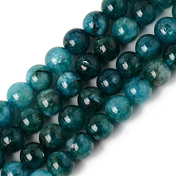 Teal Natural Quartz Beads Strands, Dyed & Heated, Imitation Apatite, Round, Teal, 8~8.5mm, Hole: 1.2mm, about 47pcs/strand, 15.16 inch(38.5cm)