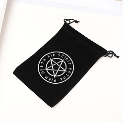 Star Rectangle Velvet Jewelry Pouches, Drawstring Bags, Black, Star, 18x12cm