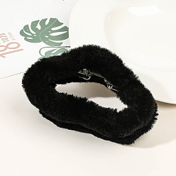 Black Fluffy Claw Hair Clips for Women, with Plastic Findings, Cloud, Black, 125x65x60mm