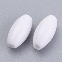 White Opaque Acrylic Beads, Rice, White, 6x3mm, Hole: 1mm, about 16620pcs/500g