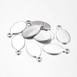Stainless Steel Color 201 Stainless Steel Stamping Blank Tag Pendants, 20x10x1mm, Hole: 2mm