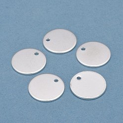 Silver 304 Stainless Steel Charms, Stamping Blank Tag, Flat Round, Silver, 15x1mm, Hole: 1.2mm