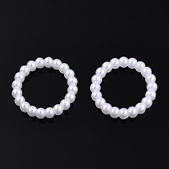 Creamy White ABS Plastic Imitation Pearl Linking Rings, Ring, White, 14x2.5mm, Inner Diameter: 10mm, about 1000pcs/bag