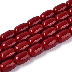 Темно-Красный Непрозрачное стекло бисер нитей, баррель, темно-красный, 9x6 мм, отверстие : 0.7~1 мм, около 42~44 шт / нитка, 14.57~15.75'' (37~40 см)