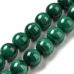 Malachite Natural Malachite Beads Strands, Round, 10mm, Hole: 1.5mm, about 40pcs/strand, 15.7 inch