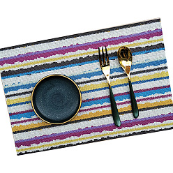 Others Plastic Washable Placemat, Bohemian Style Coaster, Rectangle, Wave Pattern, 300x450mm