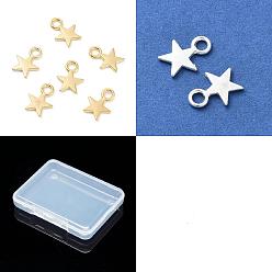 Doré & D'argent 200 pcs 2 breloques en alliage de couleurs, sans cadmium et sans nickel et sans plomb, étoiles, or et argent, 11x8x2mm, Trou: 2.5mm, 100 pcs / couleur