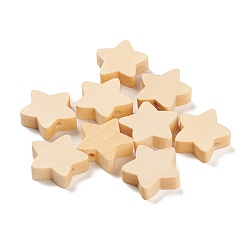 Bisque Natural Maple Wood Beads, Star, Undyed, Bisque, 19x18.5x5.5mm, Hole: 2mm, about 714pcs/500g