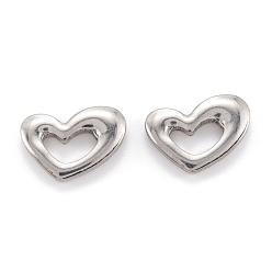 Stainless Steel Color 304 Stainless Steel Linking Rings, Heart, Stainless Steel Color, 12x17x3mm