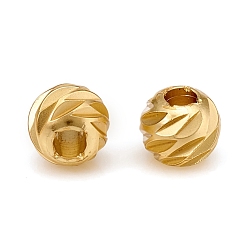 Matte Gold Color Carved Brass Spacer Beads, Round, Matte Gold Color, 5x4mm, Hole: 1.8mm