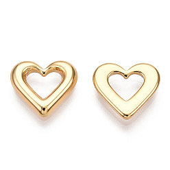 Real 18K Gold Plated Brass Cabochons, Fit Floating Locket Charms, Nickel Free, Heart, Real 18K Gold Plated, 10x11x2mm