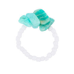 Turquoise JZ0050 Natural Stone Adjustable Ring for Women - Fashionable and Versatile with Unique Charm