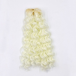 Light Goldenrod Yellow High Temperature Fiber Long Instant Noodle Curly Hairstyle Doll Wig Hair, for DIY Girl BJD Makings Accessories, Light Goldenrod Yellow, 7.87~9.84 inch(20~25cm)
