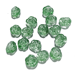 Vert Mer Perles de verre tchèques, rose, vert de mer, 12x12mm