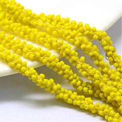 Желтый Шнуры из бисера, с полиэфирными шнурами, 6 -ply, круглое отверстие, желтые, 6 мм, около 32.8 ярдов (30 м) / пачка
