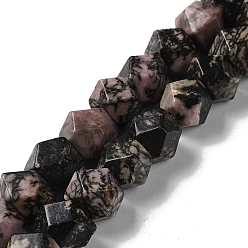 Rhodonite Natural Rhodonite Star Cut Round Beads Strands, Faceted, 7~8.5x7~8.5x7~8.5mm, Hole: 1.2mm, about 25~26pcs/strand, 8.39''~8.62''(21.3~21.9cm)