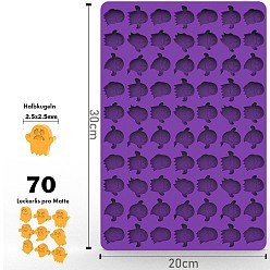Ghost Silicone Wax Melt Molds, For DIY Wax Seal Beads Craft Making, Purple, Ghost Pattern, 300x200mm