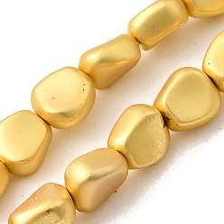 Матовый Золотой Стеклянные бусины с гальваническим покрытием , твист, матовый золотой, 11~11.5x10.5x6.5 мм, отверстие : 1 мм, около 36 шт / нитка, 15.75'' (40 см)