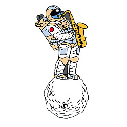CC1379 Mysterious Astronaut's Creative Saxophone Pin for Music Lovers and Space Explorers