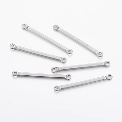 Stainless Steel Color 304 Stainless Steel Bar Links connectors, Rectangle, Stainless Steel Color, 26x2.5x1.5mm, Hole: 1.5mm