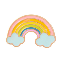 Colorful Creative Zinc Alloy Brooches, Enamel Lapel Pin, with Enamel and Iron Butterfly Clutches or Rubber Clutches, Rainbow, Golden, Colorful, 23x33mm, Pin: 1mm