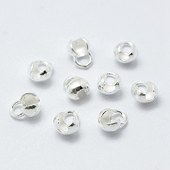 Silver 925 Sterling Silver Bead Tips Knot Covers, Silver, 6x5x4mm, Hole: 1.5mm