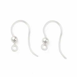 Silver Transparent Resin Earring Hooks, with 316 Stainless Steel Round Beads and Horizontal Loop, Silver, 16x12x3mm, Hole: 1.2mm, 21 Gauge, Pin: 0.7mm